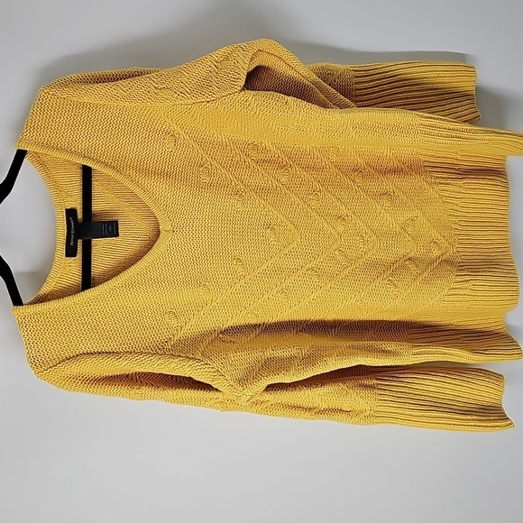 Ashley Stewart Golden Yellow Vneck Knit Sweater Plus Size - Picture 7 of 7